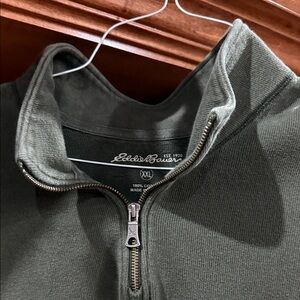 Eddie Bauer Men's Olive Zip-Up Sweater